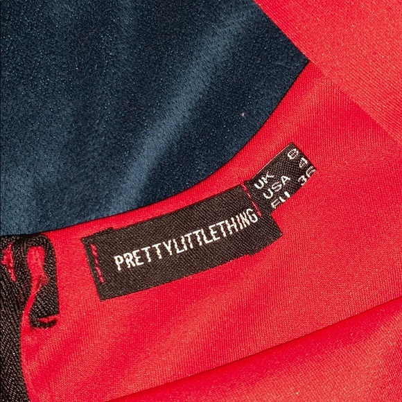 Pretty Little Thing Red Flare Pant & Crop Top Set - Picture 7 of 8